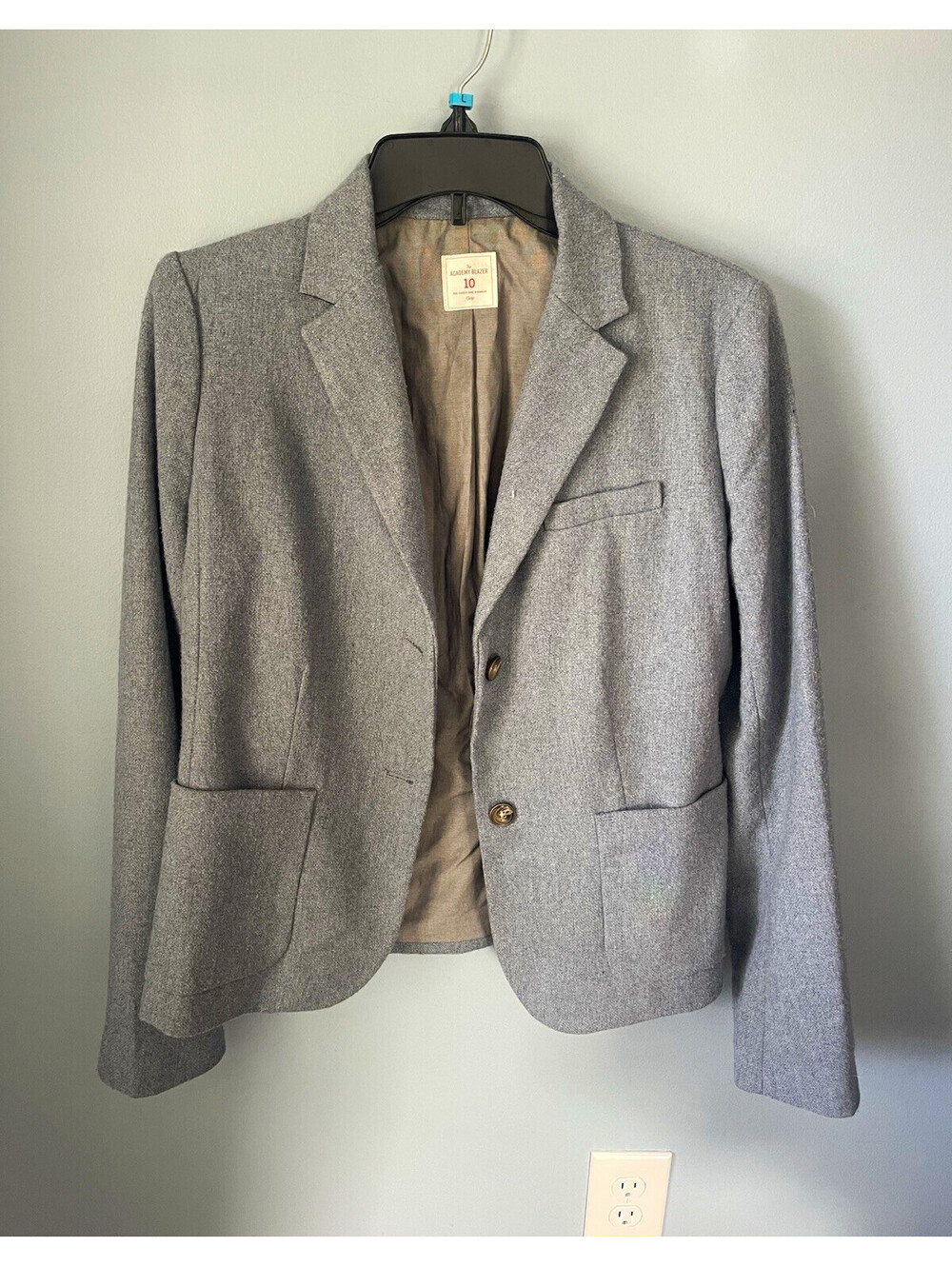 Gap Women's Gray Blazer 10 Regular Two-Button Single-Breasted Notch Lined